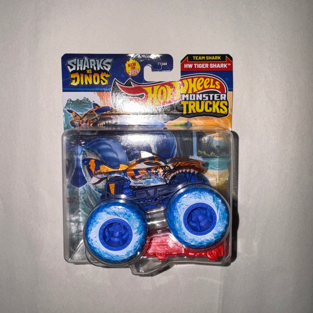Hot Wheels Monster Trucks HW Tiger Shark Sharks vs Dinos 1:64 Diecast FYJ44 2025